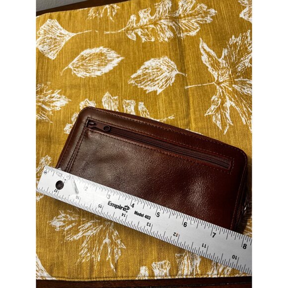 Vintage Rolfs Wallet Genuine Leather Checkbook Clutch Brown Zip Pockets - Picture 5 of 9